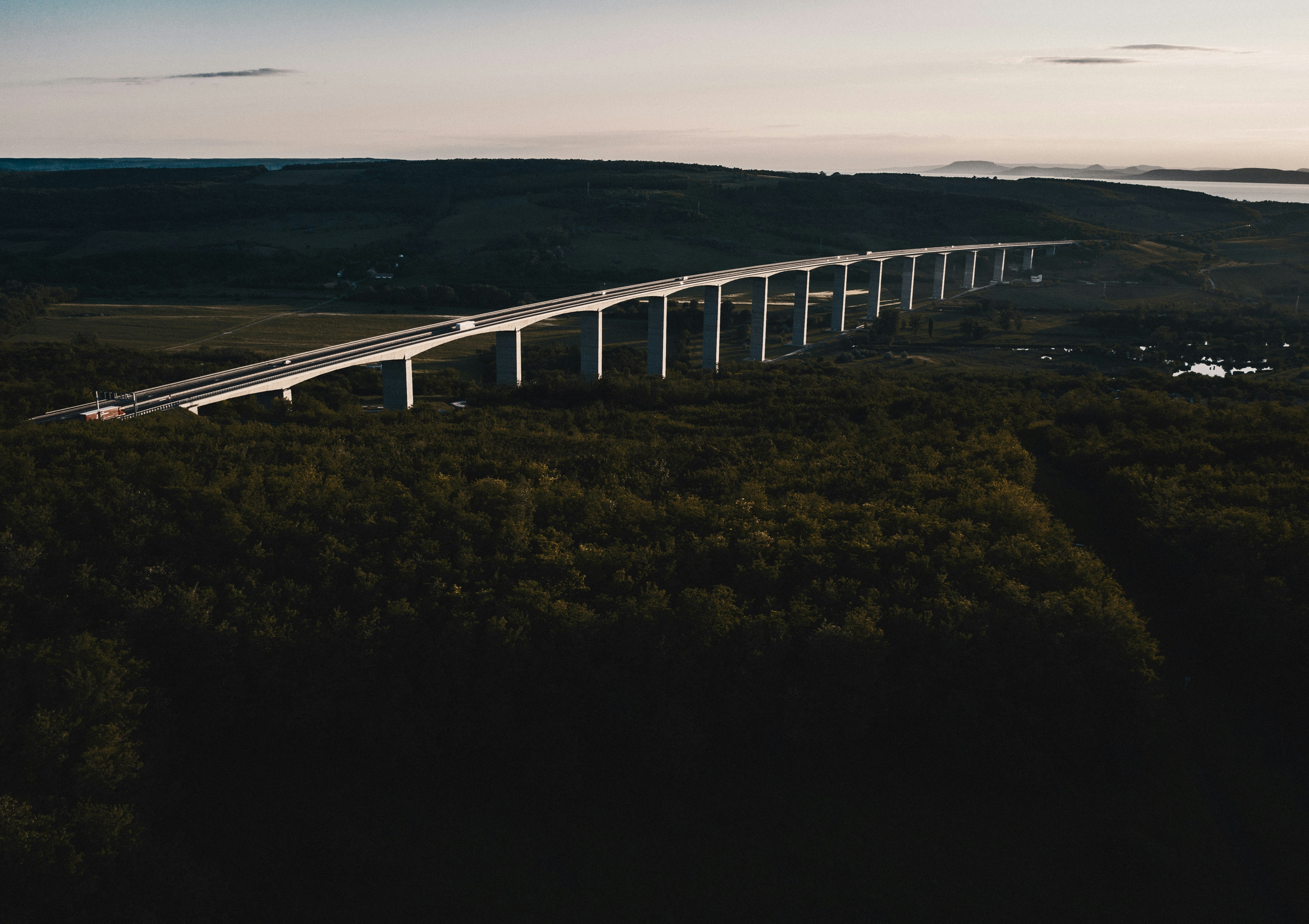 aerial photo of bridge